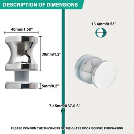 Alise Shower Glass Door Handle,Sliding Shower Doors Knob,One Sided Pull Hardware Replacement Parts for Bathroom Glass Doors,Solid SUS304 Stainless Steel Polished Chrome,L9400-C…