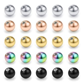 Funseedrr 1.2mm Piercing Replacement Balls for Tragus Helix Cartilage Earrings Balls Lip Labret Eyebrow Piercing Rings Studs 16G 3mm