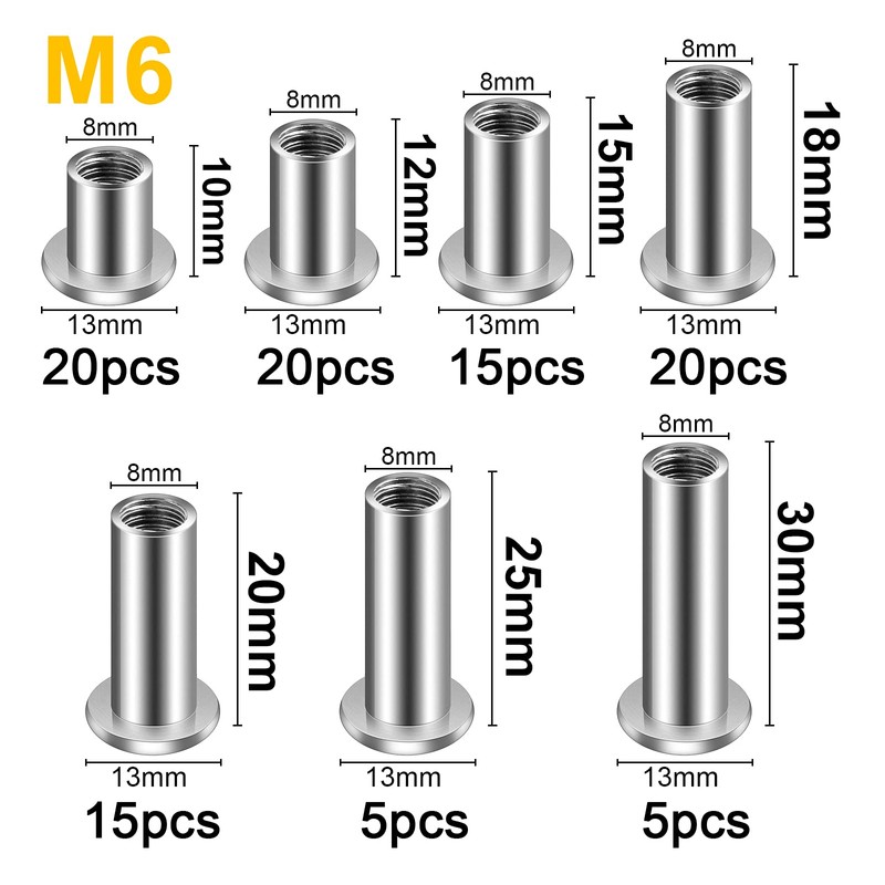 ZUZGO Sleeve Nut M6 M8 Hexagon Socket Binding Screws Sleeve