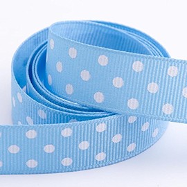 Polka Dot Grosgrain Ribbon 15mm x 10 Metres - Pale Blue