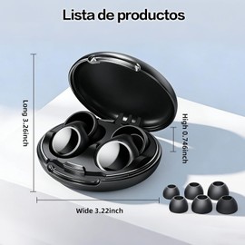 Tapones Auditivos para Dormir, Ear Plugs Lavable y Reutilizable, Tapones Oidos de Silicona con 8 Earplugs y Caja (Negro)