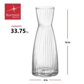 Bormioli Rocco Exclusiva Carafe, 33.75 Oz. Decorative Glass Jug - Elegant Faceted Design for Wine, Water & Spirits Serving - 1L Star Glass, Lead-Free, Italian Crafted, Breakage Resistant & Recyclable