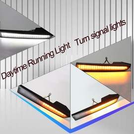 BINQIGOO LED Daytime Running Light Compatible with Toyota Tacoma 2012-2015 Replacement for Front Bumper Trim, White DRL Amber Turn Signal Front Side Marker Headlight (Tacoma 12-15)