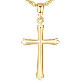 SPONIT Gold Cross Necklaces for Women 14K Gold Cross Pendant Necklace Cross Chain Necklace for Women Faith Cross Necklace Jewelry for women 22 mm