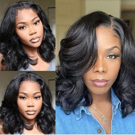 Black bob Wavy Wig for Black Women Wig Full Head Hair Extensions Wig Synthetic Hair