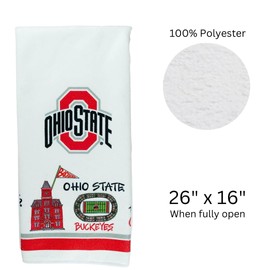 Magnolia Lane Ohio State University Big 10 Kitchen Hand Towel OSU Campus Icons- Reusable Cleaning Cloth- Microfiber Texture, Super Absorbent- Ideal for Student, Alumni, Housewarming