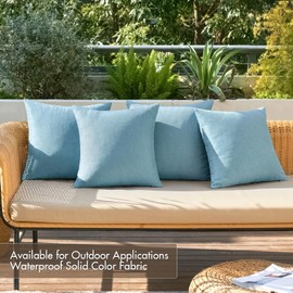 MIULEE Pack of 4 Decorative Outdoor Throw Pillow Covers Linen Waterproof Pillow Covers Farmhouse Cushion Cases for Patio Garden Tent Balcony Couch Sofa 18x18 inch Blue Gray