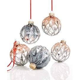 Holiday Lane Set of 5 Glass Ball Ornaments