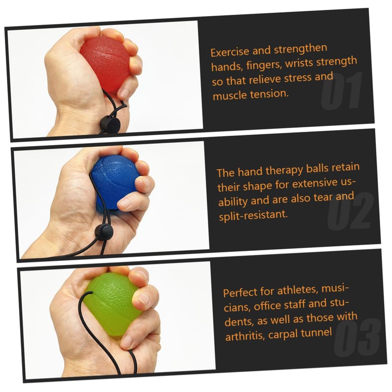 ORFOFE 3pcs Stress Balls Hand Therapy Exercise Balls for Strength