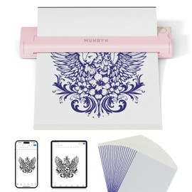 MUNBYN Tattoo Stencil Printer ITP05, Wireless Thermal Tattoo Printer with 20 Transfer Papers, Compatible with Android and iOS Phone/Tablet & PC, Tattoo Printer for Tattoo Artists & Beginners(Pink)
