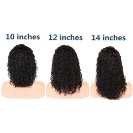 LIAZAHAIR Short Deep Curly Human Hair Lace Front Wigs with Baby Hair Pre Plucked Natural Hairline Brazilian Hair Bob Wig for Ladies (12 Inch, Lace Front Wig)