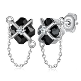 Gothic Earrings 925 Sterling Silver Black Goth Earrings for Women Cool Punk Dark Earrings Gothic Jewelry Gift for Christmas