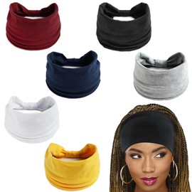 ANROI 6 Pack Sports Headbands for Women, Elastic Hair Bands for Yoga, Workout, Gymnastics, Cotton, Wide Headscarf, Summer Bandana, Hair Accessories