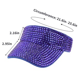 Shiny Rhinestones Sport Sun Visor Hats Adjustable Summer Cap for Women Men Golf Tennis Running Jogging Blue
