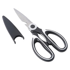 Heavy Duty Kitchen Scissors, Sharp Kitchen Scissors with TPR Grip, Multipurpose Kitchen Shears for Chicken, PoultryMeat, Vegetables, Nuts, Herbs, BBQ,Bottle & Jar Opener (Black)
