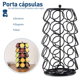 Bluelander Organizador Rotatorio para Capsulas de Café, Rack Organizador para Capsulas de Cafe, Capacidad para 35 Capsulas, Accesorios para Cafeteras, Organizador de Cocina para Café