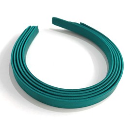 5 x 15mm Thick Plain Satin Headbands Pack School Girls Alice Hair Band DIY Headband Set UK (Emerald Green)