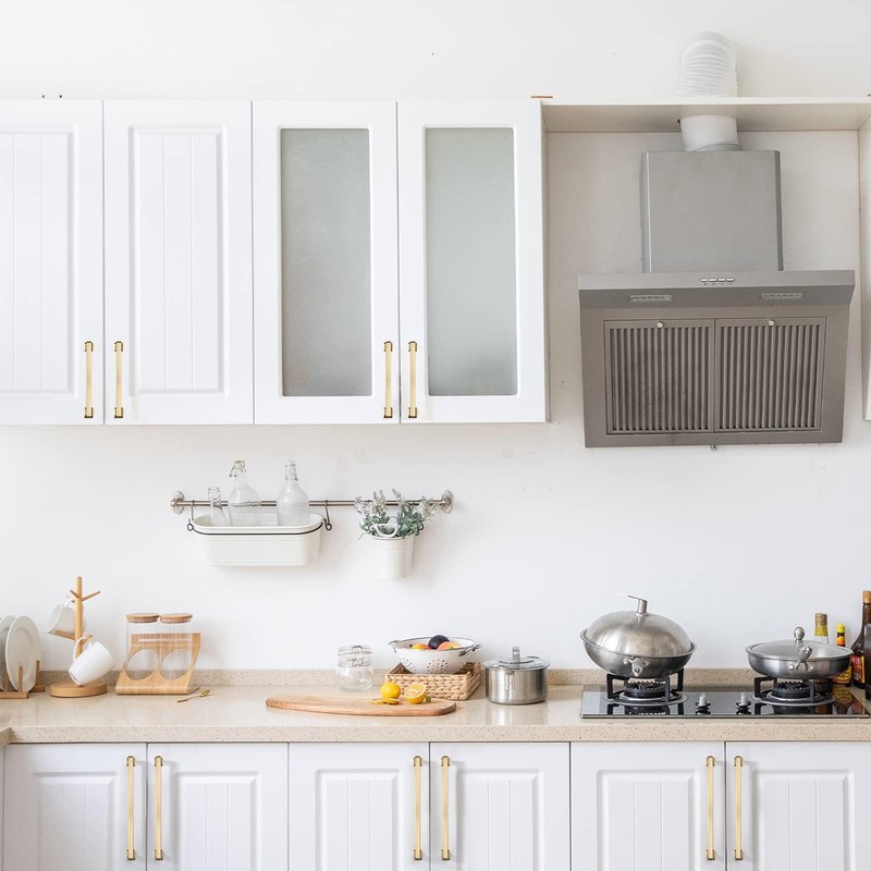 KNOKLOCK 10 Pack 5 Inch(128mm) Kitchen Cabinet Handles Brushed Brass