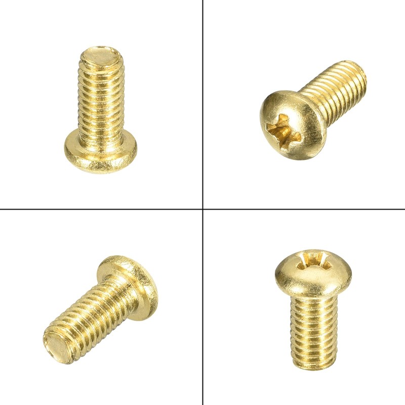 sourcing map Brass Machine Screws, M5x10mm Phillips Pan Head Fastener