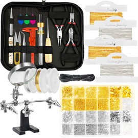 MONVICT Jewelry Making Supplies Kit with Jewelry Making Tools, Jewelry Findings, Necklace Chain, Jewelry Wires, Adjustable Magnifier, Carry Bag, Meet All The Needs of Jewelry Making, Repair, Beading