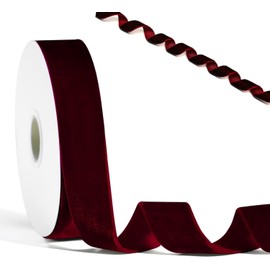 Velvet Ribbon for DIY Crafts Gift Wrapping, Trimming Ribbon for Christmas Tree Decor Wedding Bouquet Making Baby Shower Party Decoration Choker Hair Bow Hat Wreath Making, (Burgundy, 1" x 10 Yard)