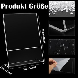 Tczecoo Pack of 6 Acrylic Table Stands Slanted A4 Table Stand 15 x 21 cm Transparent Stand L Shape Stand Menu Card Holder Flyer Display for Reception Office Business Restaurant Hotel