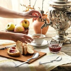 4 Stainless Steel Spoons with Curved Handles, Long Drink Spoon with Kinks, Latte Macchiato Spoon, Stainless Steel, Coffee Spoon, Honey Spoon with Curved Handles