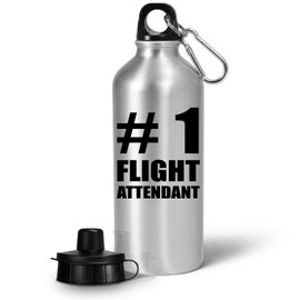 Art by Chelsydale Funny Gifts Idea for Flight Attendant Water Bottle Tumbler Drinkware - Cabin Crew Steward Stewardess Air Host Airline Aviation Cute Gag - Number 1 Recognition Award Reward