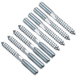 TOP-VIGOR 8Pcs M8x70mm Double Headed Bolts Self Tapping Screw, Double Ended Dowel Screws, Screw Dowels Hanger, Threaded Lag Wood Screws and Machine Bolts for Wood Joint Furniture