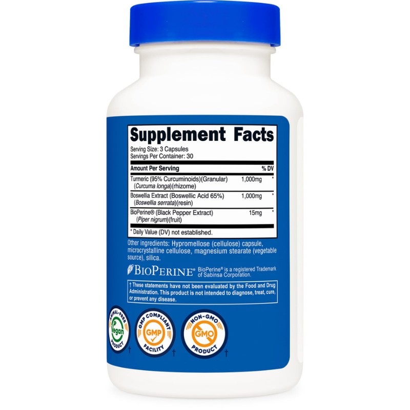 Nutricost Turmeric + Boswellia Supplement (2000mg) 90 Capsules - with
