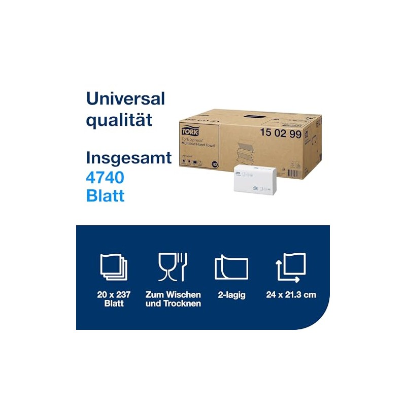 Tork Xpress multi fold hand towels, universal, white, for Tork