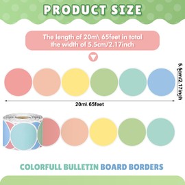 Mooliwe 65.6ft Pastel Classroom Bulletin Board Borders Colorful Circle Dot Board Border Die-Cut Rolled Trim for School Classroom Bulletin School Chalkboard Office Wall Desk Locker Party Decorations