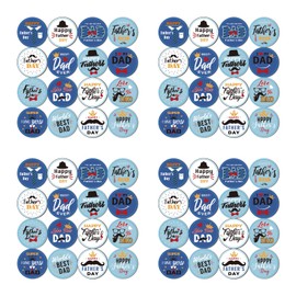 MARCBUSE Happy Father's Day Stickers 64pcs/4 Sheets Hat Beard Letters Art Decal For Greeting Card Dessert Cupcake Decoration Bag Packaging