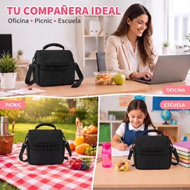 KTMOUW Loncheras para Mujer, Bolsa Térmica y Hielera - Negro
