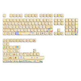 YUNZII Dye-Sub PBT Keycap Set, Mao Profile, 143 Full Keys Cute Cat Shape Custom Keycaps with Key Puller for Cherry Gateron MX Switches Mechanical Gaming Keyboard (Mousie)