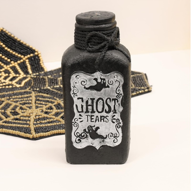 Fyne-Finds Halloween 15cm Cement Black Potion Scary Bottle Party Decor