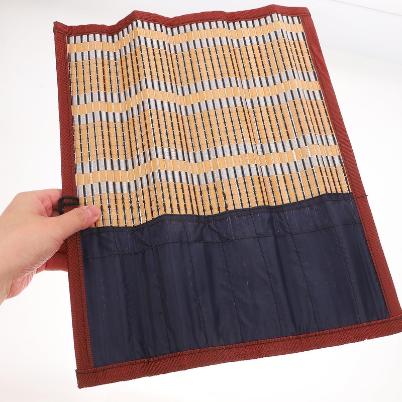 NUOBESTY Roll-up Bamboo Brush Holder Portable Calligraphy Pen Storage Organizer