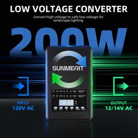 200 watt 2 Zone Low Voltage Landscape Transformer with Independent Control Output, Outdoor Lighting Transformer with Photocell Sensor, 120V AC to 12V /14V AC for Pathway Lights Spotlight