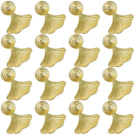 Hedume 16 Pack Ginkgo Leaf Shape Knob Handles, Golden Drop Pendant Pull Handle, Decorative Golden Leaf Shape Knob Door Handle for Kitchen Bathroom Cabinet Door Drawer