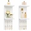 2 Tier White Floating Vanity Wall Shelf with 8 Crystal