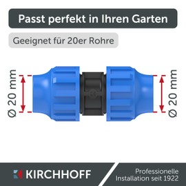 Kirchhoff Fitting Connector Plastic 20 x 20 mm for HDPE Pipe Set of 5 Various Sizes DVGW Tested Drinking Water Quality Made in the EU, Black, 20 mm, 984841117-5