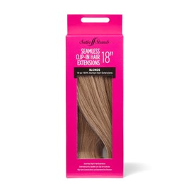 Satin Strands 18 Inch Blonde Seamless Clip in Hair Extensions, 100% Human Hair, Add Length and Volume