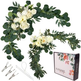 Wedding Arch Flowers for Backdrop Decoration - XL Pack of 2 (1x 45 Inch & 1x 35 Inch) - Arch Flowers for Wedding Ceremony - Floral Swag Wedding Flowers for Arch - (Burgundy & Pink)