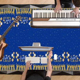 2 Packs Graduation Tablecloth 54"x108",Graduation Party Decorations Congrats Grad Tablecover Blue and Gold Plastic Table Cover for 2023 Class of 2023 Decorations Grad Graduation Party Supplies