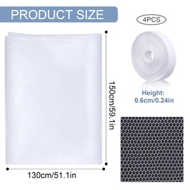 Fliegengitter Für Fenster Unsichtbares Moskitonetze Fenster Fenster Moskitonetze Mückennetz für Käfer Insekten (Weiß 4PCS)