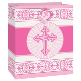Pink Radiant Cross Religious Gift Bag