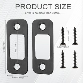 2 Pack Door Strike Plates, Large Hole Door Strike Plates with 4 Screws for Interior Doors Round Corner Door Backplate Door Lock Plate Lock Replacement Parts for Doors (Black)
