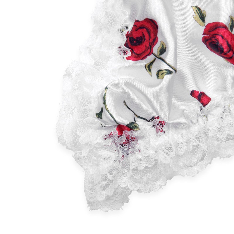 Satini Sissy Ruffle Lace Fitted Satin Bralette Bra, White -