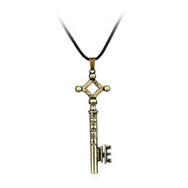 QKEOISUD Attack Key Necklace,Popular Anime Alloy Jewelry Pendant, Eren Basement Key Necklace Revealing the Truth of The World, Fan Classic Cosplay Jewelry Gift