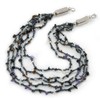 Avalaya Multistrand, Layered Hematite Glass Bead, Shell Nugget Bead Necklace